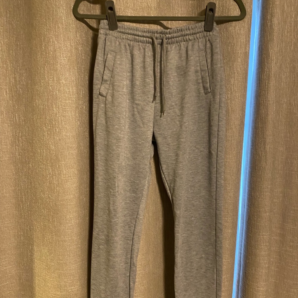 Gray stacked sweat pants